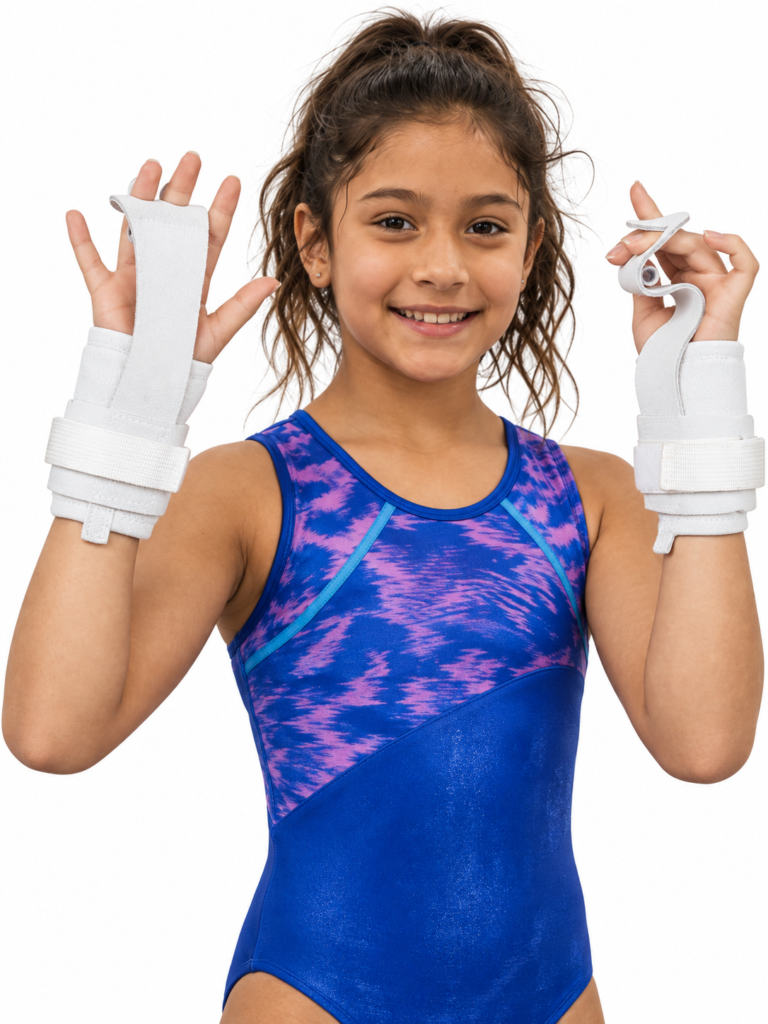 Gimnasta sonriendo con sus guantes Vaira puestos